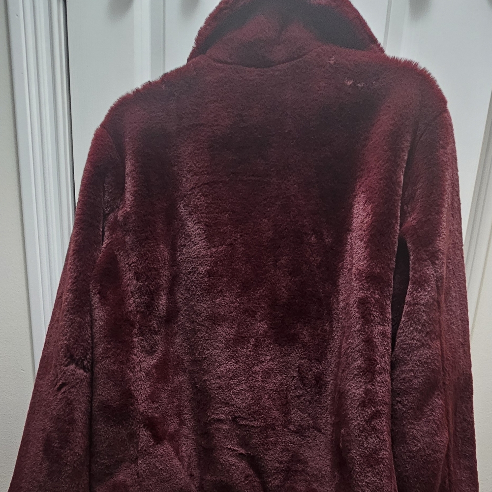 Saks Fifth Avenue Burgundy Teddy Jacket - Picture 2 of 3
